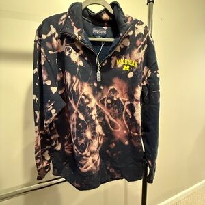 Up cycled university of Michigan Tie-Dye quart zip sweatshirt size XL